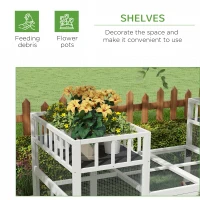PawHut 7.3' x 3.6' Wooden Chicken Coop Combinable Design with Storage Shelf for 2-4 Chickens, Ducks, Goose, Rabbits, White(m-5)