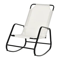 Outsunny Garden Rocking Chair, Outdoor Indoor Sling Fabric Rocker for Patio, Balcony, Porch, Cream White(m-9)