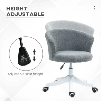Vinsetto Armless Office Chair, Fluffy Computer Desk Chair with Adjustable Height, Swivel Wheels, Mid Back, Grey(m-4)