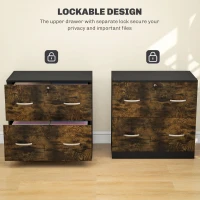 Vinsetto 2 Drawer File Cabinet with Lock, Office Filing Cabinet, Hanging Bar for Letter Size, Home Office, Rustic Brown(m-6)