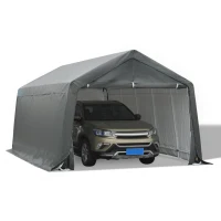 Outsunny 20’ x 12’ Outdoor Temporary Carport Canopy Tent with Durable Construction & Simple Set-up Garden Storage Shelter Gazebo with Side Wall Grey(m-11)