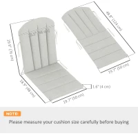 Outsunny Set of 2 Patio Chair Cushions, High Back Adirondack Chair Cushion with Ties, High-Density Foam, Light Grey(m-3)