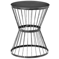 Outsunny 16" Patio Side Table, Garden End Table with Hourglass Design, Steel Accent Table for Outdoor and Indoor Use, Black