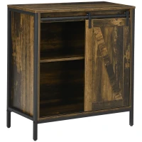 HOMCOM Buffet Cabinet, Farmhouse Sideboard, Bar Cabinet with Adjustable Shelf, Sliding Barn Door for Kitchen, Rustic Brown(m-11)