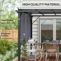 Outsunny 12' x 10' Outdoor Patio Gazebo Pergola with Retractable Canopy Roof, Steel Frame with Stakes, Grey(m-4)