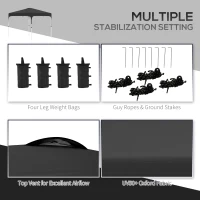 Outsunny 10' x 10' Pop Up Canopy Tent with Sand Bags, UPF 50+ Instant Sun Shelter, Tents for Parties, Height Adjustable, with Wheeled Carry Bag, for Outdoor, Garden, Black(m-7)