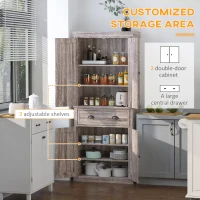 HOMCOM Long Standing Kitchen Cabinet w/ 2 Drawers MDF Board, Wood Grain(m-5)