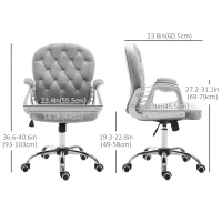 Vinsetto Office Chair, Comfortable Computer Desk Chair with Padded Seat and Adjustable Height, Tufted Back, Grey(m-3)