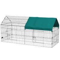 PawHut 87" Small Animal Playpen with with Roof for Rabbits, Chicken, Chinchillas for Indoor/Outdoor Use, Green(m-1)