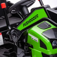 Aosom 6V Kids Rechargeable Battery Powered Truck with Adjustable Bucket, High/Low Speed Realistic Sound, Green(m-8)