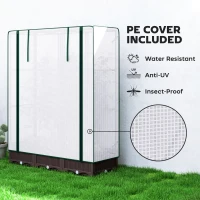 Outsunny Raised Garden Bed Kit with Trellis, Plastic Raised Flower Bed with PE Cover and Zipper Door, 47 x 16 x 50 inch(m-5)