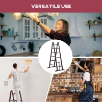 HOMCOM 12ft Aluminium Telescopic Extension Ladder, Heavy Duty Extendable Telescoping Ladder with Locking Mechanism, Non-slip Feet 330 Pound Capacity, EN131 Standard, Black(m-7)