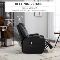 HOMCOM Power Lift Recliner Chair for Elderly, PU Leather Lift Chair with Footrest, Remote Control, Side Pockets and Cup Holders, Reclining Sofa for Living Room, Black(m-4)