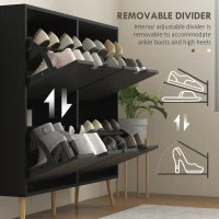 HOMCOM Shoe Storage Cabinet with 4 Flip Drawers and Adjustable Shelf, Shoe Cabinet for 8-16 Pairs of Shoes, Black(m-6)