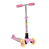 Aosom Kick Scooter for Kids, Foldable Children's Scooter with 3 Wheels, Adjustable Height, and Flashing LED for Boys and Girls, Pink(m-1)