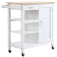 HOMCOM Kitchen Cart on Wheels with Embossed Door Panel, Utility Kitchen Island with Storage Drawer, White(m-13)