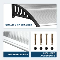 Outsunny Awning Door Canopy, 40.6" x 38" Polycarbonate Front Door Outdoor Patio Cover with Hollow Sheet for UV Protection, Clear(m-5)