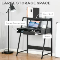 HOMCOM Home Office desk, Computer Desk for Small Spaces, Study Table with Drawer and Storage Shelves, Charcoal Gray(m-4)