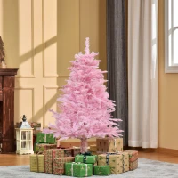 HOMCOM 4FT Artificial Christmas Tree Holiday Xmas Tree Decoration with Automatic Open for Home Party, Pink(m-8)
