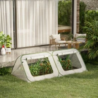 Outsunny Pop Up Greenhouse Mini Warm House Sunshine Room with Roll-Up Doors and Portable Zipper Bag for Plants Outdoor, 95" x 47" x 30"(m-10)