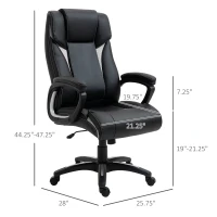 Vinsetto Ergonomic High Back Executive Office Chair with Padded Armrests, Adjustable Height PU Leather Computer Desk Chair with Breathable Mesh Backrest, 360° Swivel, Rocking Feature, Wheels(m-3)