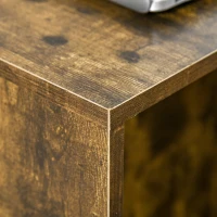 HOMCOM C-Shaped Sofa Side Table Mobile End Table with Storage and Wheels for Living Room,Office, Rustic Brown(m-9)