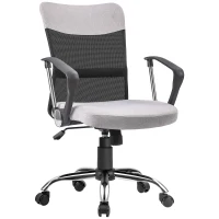 Vinsetto Mid Back Ergonomic Desk Chair Swivel Mesh Fabric Computer Office Chair with Backrest, Armrests, Rocking Function, Adjustable Height,Grey/Black(m-1)