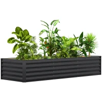 Outsunny 8 x 2.6 x 1.5ft Galvanized Raised Garden Bed, Reinforced Outdoor Planter Box with Open Bottom, Dark Grey(m-11)