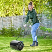 Outsunny 20-Inch Push/Tow Behind Lawn Roller Filled with 16 Gal Water or Sand, Perfect for Flattening Sod in the Garden(m-2)