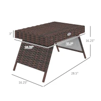Outsunny Folding Rattan Side Table, Outdoor End Table, Hand Woven PE Rattan Coffee Table for Balcony, Backyard, Garden, Lawn, Courtyard, Brown(m-3)