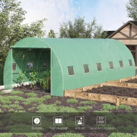 Outsunny 19.7' x 9.8' x 6.6' Large Walk-in Greenhouse Garden Plant Seed Growing Tent Tunnel Shed with Windows and Door Green(m-6)