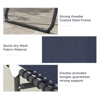 Outsunny Folding Lounge Chair, Adjustable Chaise Lounge with Headrest, Reclining Lounger Cot for Camping, Hiking, Dark Blue(m-5)