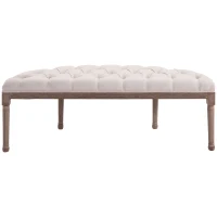 HOMCOM Semi-Circle End of Bed Bench with Tufted Design, Upholstered Bedroom Entryway Bench with Rubberwood Legs, Off White(m-9)