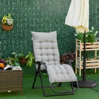 Outsunny Reclining Zero Gravity Chair with Adjustable Backrest, Folding Garden Sun Lounger with Removable Cushion and Headrest, Light Grey(m-8)