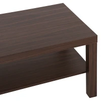 HOMCOM 2 Tier Coffee Table with Storage Shelf, Rectangular Center Table for Living Room, Home Office Furniture Walnut(m-10)