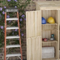 Outsunny Wooden Garden Shed Tool Storage, Garden Shed with Double Magnet Doors, Tilted Roof, 47.25"  x 22.5" x 72'', Natural(m-7)