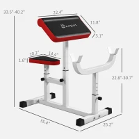 Soozier 265 LBS Preacher Curl Bench for Strength Training, Adjustable Seated Arm Isolated Barbell Dumbbell Bicep Station, White(m-3)