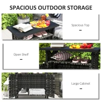 Outsunny Outdoor Pool Towel Storage Cabinet Organizer, Outdoor Bar Table with Shelf and Cabinet, Pool Towel Holder Pool Valet with Weather-Resistant PE Rattan and Steel Frame, Mixed-Gray(m-4)