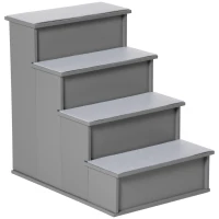 PawHut Pet Stairs, Small Dog Steps for Couch Bed with Cushioned Removable Covering, 15.75" x 23.25" x 21.25", Grey(m-11)