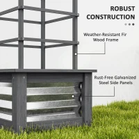 Outsunny Wooden Raised Garden Bed with Trellis, Galvanized Planter Box Elevated Garden Bed for Garden, Patio, Gray(m-6)