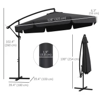 Outsunny 11 FT Cantilever Patio Umbrella Offset Parasol with Cross Base and 8 Ribs for Garden, Black(m-3)
