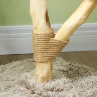PawHut 35 Inch Modern Cat Tree for Indoor Adult Cats with Wooden Scratching Posts, Cat Bed & Rope Cat Toy, Brown(m-9)