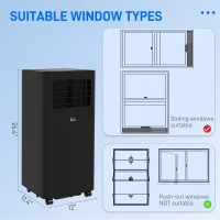 HOMCOM 8000 BTU Mobile Air Conditioner, 345 Sq. Ft., AC Unit with Dehumidifier, Sleep, 24H Timer On/Off, Window Kit, Black(m-3)