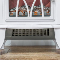 HOMCOM Electric Fireplace Heater, Freestanding Fireplace Stove with Realistic Flames Overheating Protection 750W/1500W, White(m-9)