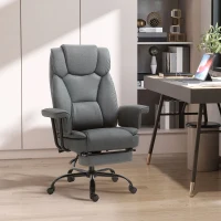 Vinsetto Swivel Reclining Office Chair with Ergonomic with Footrest, Grey(m-1)