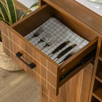 HOMCOM Retro Wine Cabinet for 6 Bottles, Wine Rack Sideboard Serving Bar with Glass Holders and 1 Drawer, Brown(m-8)