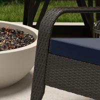 Outsunny Patio Wicker Adirondack Chair, Outdoor Rattan Muskoka Chair with Cushions for Patio, Garden, Backyard Dark Blue(m-10)