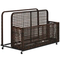 Outsunny Pool Float Storage, Pool Caddy, with Wheels, 43.25" L x 22.5" W x 28" H, Mixed Brown(m-11)