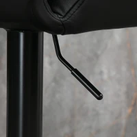 HOMCOM Swivel PU Leather Barstools Set of 2 Adjustable Bar Stools with Footrest Back for Kitchen Counter Dining Room Black(m-11)