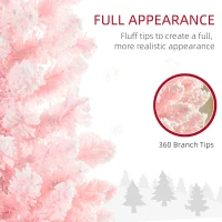 HOMCOM 6' Flocked Christmas Trees, Pencil Prelit Artificial Christmas Tree with Snow Branches, Pink(m-5)